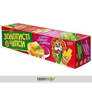 Чіпси ЗОЛОТИСТІ 100гр Холодець з Хріном (1шт) 1/48