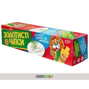 Чіпси ЗОЛОТИСТІ 100гр Кріп та Сметана (1шт) 1/48