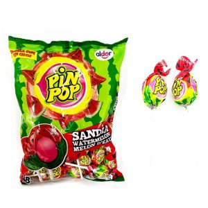 Льодяники з жуйкою Pin Pon Кавунчик 17гр (48шт) 1/16